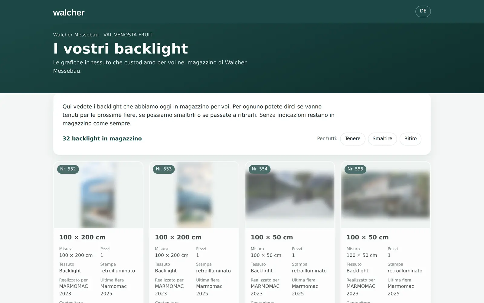La pagina del cliente su desktop